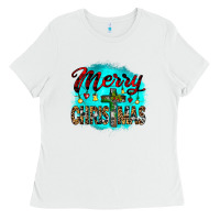 White merry christmas wood slice ornament Ladies Tee - JahusDesignShop