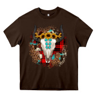 Chocolate Brown bullskull christmas Heavy Core Tee - JahusDesignShop