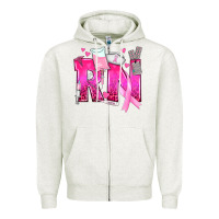 Oatmeal Heather Breast Cancer RN Registered Nurse Zipper Hoodie - texasbilliewilder