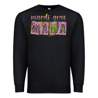 Black Mardi Gras Mama with Beads Premium Sweatshirt - HowdyJamesFarm