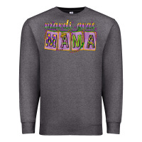 Charcoal Heather Mardi Gras Mama with Beads Premium Sweatshirt - HowdyJamesFarm