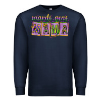 Navy Mardi Gras Mama with Beads Premium Sweatshirt - HowdyJamesFarm