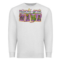 Oatmeal Heather Mardi Gras Mama with Beads Premium Sweatshirt - HowdyJamesFarm