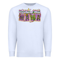 White Mardi Gras Mama with Beads Premium Sweatshirt - HowdyJamesFarm