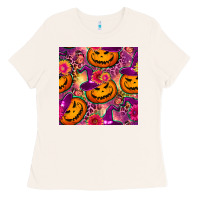 Bone halloween witchy pumpkin seamless pattern Ladies Tee - BundleAndBundleShop