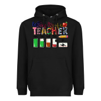Black Battery life of a Teacher Heavyweight Hoodie - CowGirlArtShop