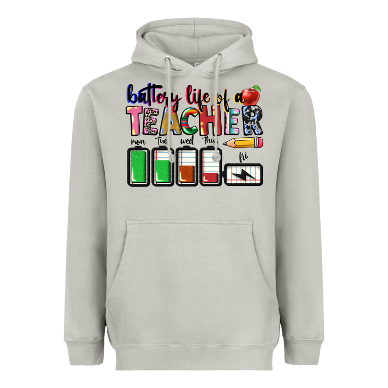 Battery Life Of A Teacher Heavyweight Hoodie by CowGirlArtShop | Teevron