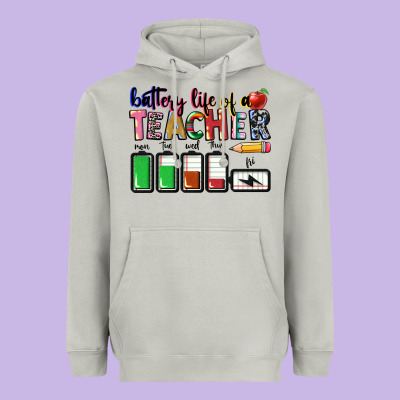 Battery Life Of A Teacher Heavyweight Hoodie Designed By Cowgirlartshop