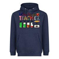 Navy Battery life of a Teacher Heavyweight Hoodie - CowGirlArtShop