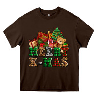 Chocolate Brown merry xmas with christmas Heavy Core Tee - AdoDesignShop
