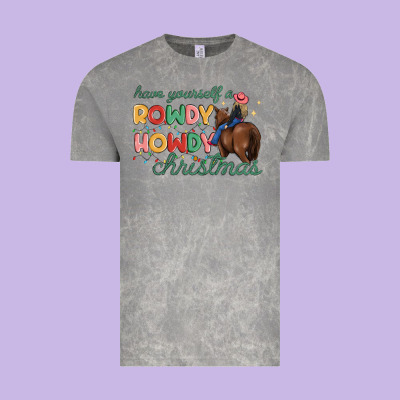 Have Yourself A Rowdy Howdy Christmas Vintage Tee Designed By Maliassmallbusiness