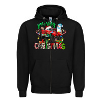 Black merry christmas monster truck Zipper Hoodie - texasbilliewilder