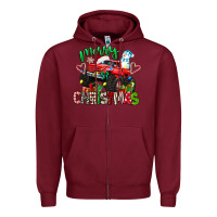 Burgundy merry christmas monster truck Zipper Hoodie - texasbilliewilder