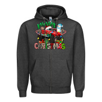 Charcoal Heather merry christmas monster truck Zipper Hoodie - texasbilliewilder
