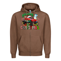 Chestnut merry christmas monster truck Zipper Hoodie - texasbilliewilder