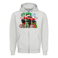 Dove Grey merry christmas monster truck Zipper Hoodie - texasbilliewilder