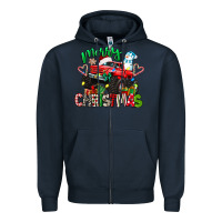 Navy merry christmas monster truck Zipper Hoodie - texasbilliewilder