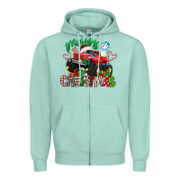 Seafoam merry christmas monster truck Zipper Hoodie - texasbilliewilder