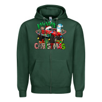 Sports Green merry christmas monster truck Zipper Hoodie - texasbilliewilder