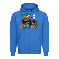 True Royal merry christmas monster truck Zipper Hoodie - texasbilliewilder