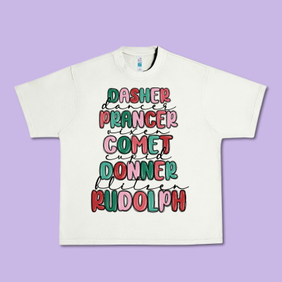 Dasher Dancer Prancer Vixer Comet Cupid Donner Bli Urban Heavy Tee Designed By Maliassmallbusiness