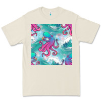 Bone ocean waves octopus seamless pattern Premium Tee - BundleAndBundleShop