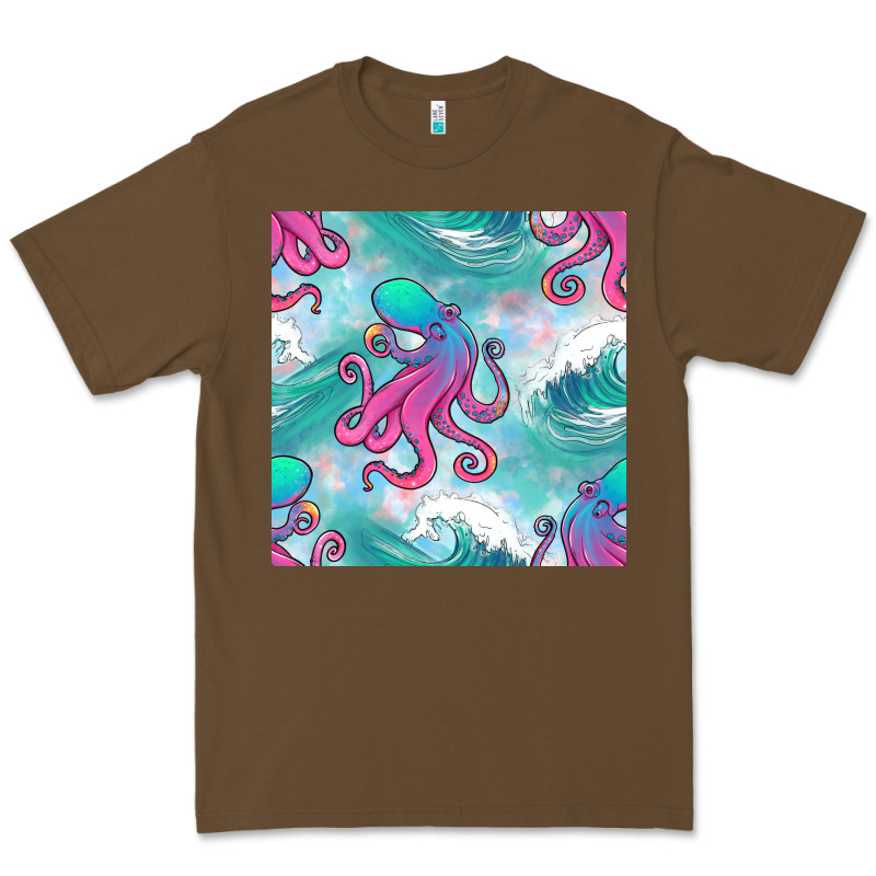 Ocean Waves Octopus Seamless Pattern Premium Tee by BundleAndBundleShop | Teevron