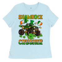 Baby Blue shamrocks crusher monster truck with shamrocks Ladies Tee - AdoDesignShop