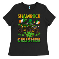 Black shamrocks crusher monster truck with shamrocks Ladies Tee - AdoDesignShop