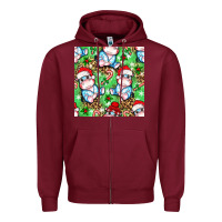 Burgundy Christmas cute hippo sitting Zipper Hoodie - NancyCooperArtShop