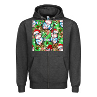 Charcoal Heather Christmas cute hippo sitting Zipper Hoodie - NancyCooperArtShop
