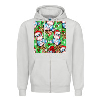 Dove Grey Christmas cute hippo sitting Zipper Hoodie - NancyCooperArtShop
