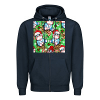 Navy Christmas cute hippo sitting Zipper Hoodie - NancyCooperArtShop
