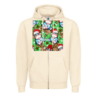 Sandshell Christmas cute hippo sitting Zipper Hoodie - NancyCooperArtShop