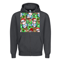 Smoke Christmas cute hippo sitting Zipper Hoodie - NancyCooperArtShop