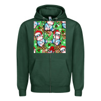 Sports Green Christmas cute hippo sitting Zipper Hoodie - NancyCooperArtShop