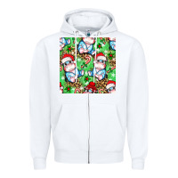 White Christmas cute hippo sitting Zipper Hoodie - NancyCooperArtShop