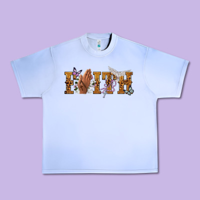 Faith With Praying Hands Urban Heavy Tee Designed By Nancycooperartshop