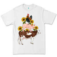 White western farm life cow pig rooster with sunflowers Premium Tee - Artiststas