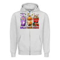 Dove Grey hallothanksmas coffee cups Zipper Hoodie - texasbilliewilder