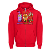 Red hallothanksmas coffee cups Zipper Hoodie - texasbilliewilder