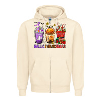 Sandshell hallothanksmas coffee cups Zipper Hoodie - texasbilliewilder