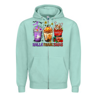 Seafoam hallothanksmas coffee cups Zipper Hoodie - texasbilliewilder