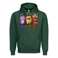 Sports Green hallothanksmas coffee cups Zipper Hoodie - texasbilliewilder