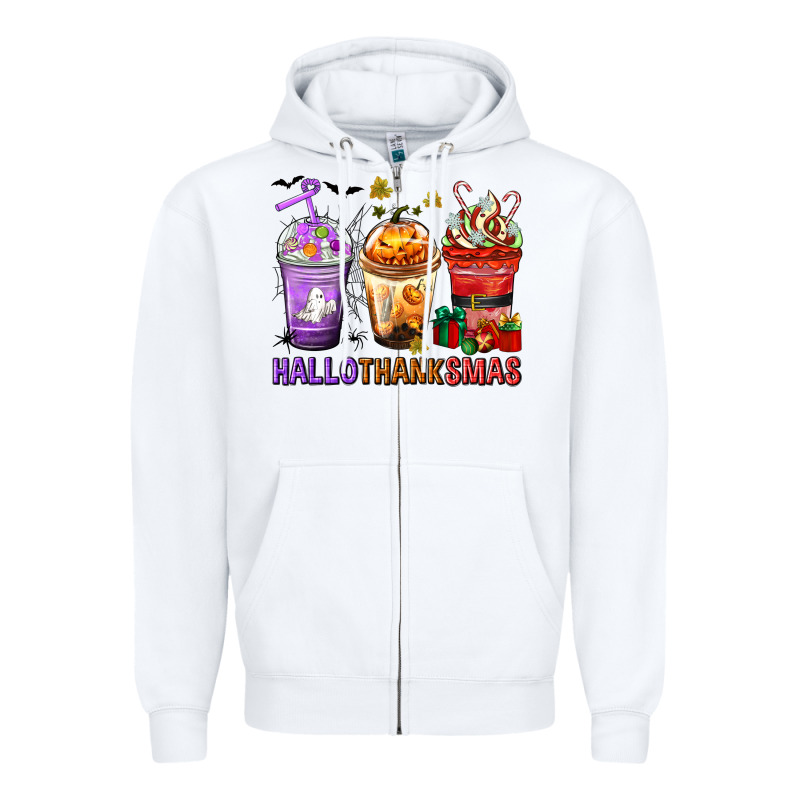 Hallothanksmas Coffee Cups Zipper Hoodie by texasbilliewilder | Teevron