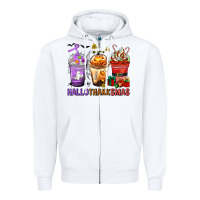 White hallothanksmas coffee cups Zipper Hoodie - texasbilliewilder