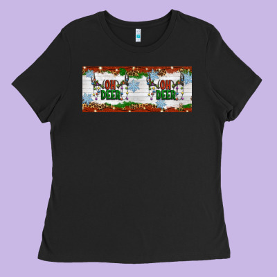 Oh Deer Christmas Ladies Tee Designed By Artiststas