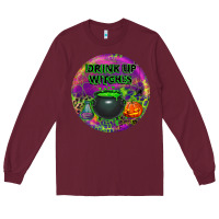 Burgundy halloween round earrings Long Sleeve Tee - BundleAndBundleShop
