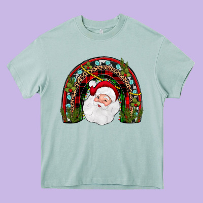 Santa Rainbow Heavy Core Tee Designed By Jahusdesignshop