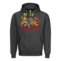 Charcoal Heather merry christmas gingerbread truck Zipper Hoodie - texasbilliewilder